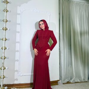 فستان ميرميد برجندي