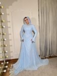 فستان ازرق سماوي شيفون