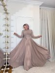 فستان موكا شيفون بورد3D