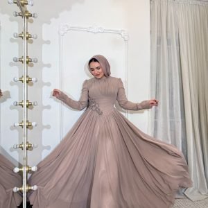 فستان موكا شيفون بورد3D