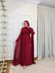 فستان برجندي شيفون ميرميد