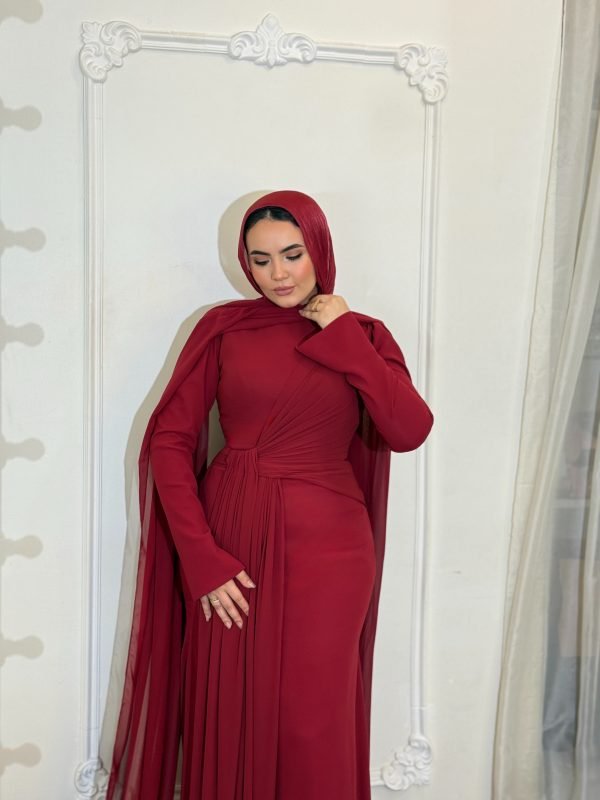 فستان برجندي شيفون ميرميد