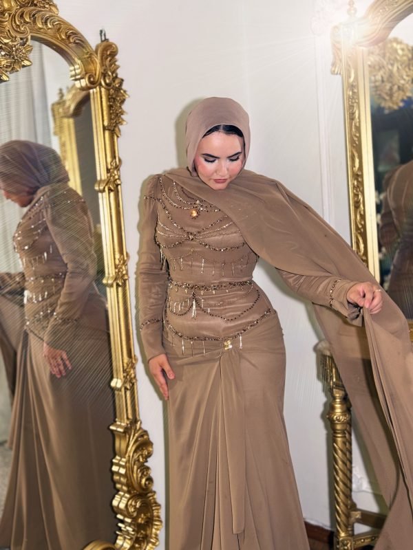 فستان شيفون شوكولا