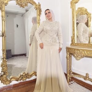فستان شامبين شيفون كورساج طويل مطرز